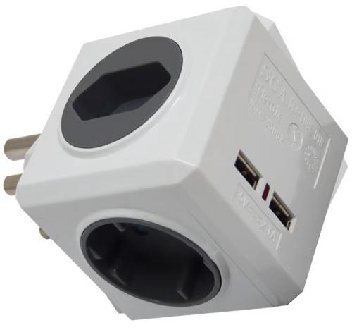 GREY MULTI SOCKET CUBE WITH USB - computershack.co.za