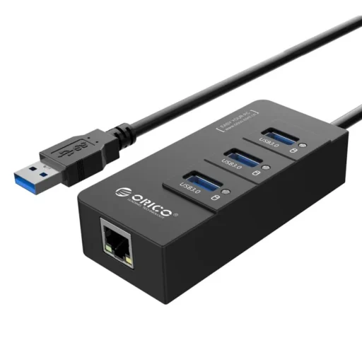 ORICO 3XUSB3.0 HUB GBE ADAPTER BLK