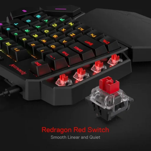 REDRAGON Diti Elite Pro One-Handed RGB Wireless Mechanical Gaming Keyboard - Black