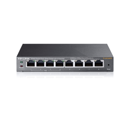TL_SG108PE_6cf9.webp TP-LINK TP-LINK 8 PORT SMART POE SWITCH - 8X 1GBE PORTS (4 POE PORTS) 55W POE BUDGET DESKTOP FORM FACTOR