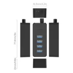 ORICO HUB 3.0 USB3.0 4XUSB 30CM BK