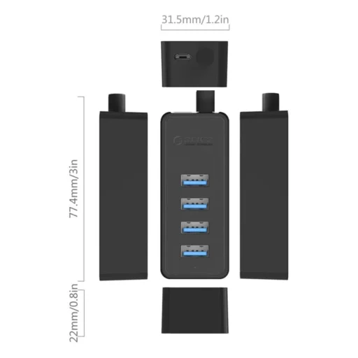 ORICO HUB 3.0 USB3.0 4XUSB 30CM BK