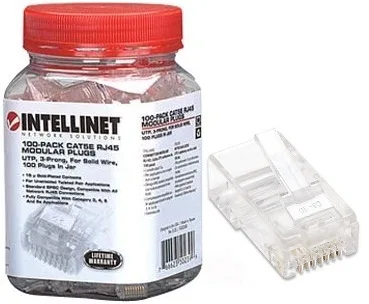 INTELLINET 100-PACK CAT5E RJ45 MODULAR PLUGS