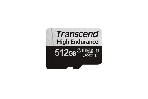 TRANSCEND 350V 512GB HIGH ENDURANCE MICRO SD UHS-I U3 CLASS10 - READ 100 MB/S - WRITE 60MB/S - WITH SD ADPTOR
