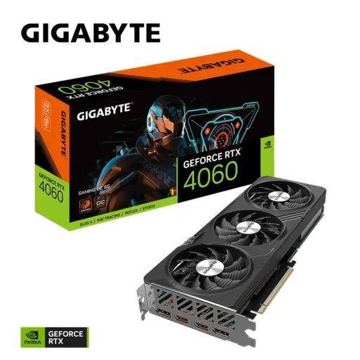 GIGABYTE nVidia GeForce RTX 4060 Gaming OC - 8GB GDDR6; 128-Bit Memory Bus; 2x HDMI; 2x DisplayPort; Min 450W PSU.