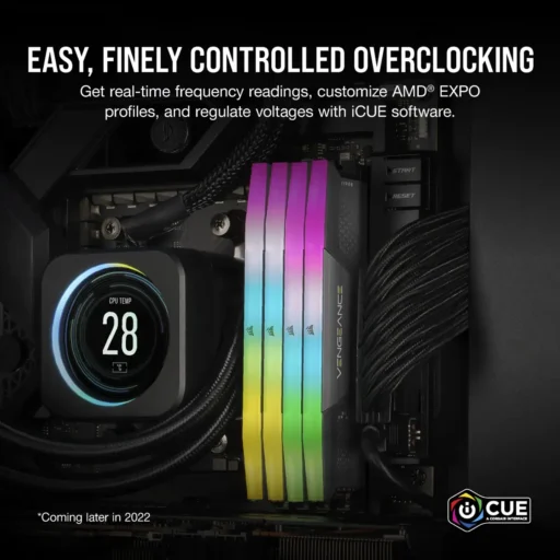 Corsair VENGEANCE RGB DDR5 32GB (2 x 16GB) DDR5 5200 CL40-40-40-77 1.25V Intel XMP & AMD EXPO - GREY.