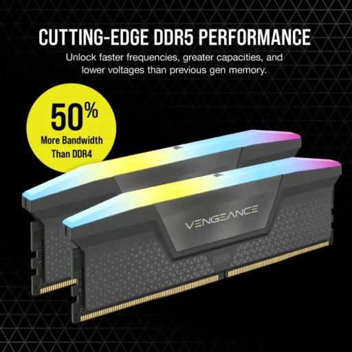 Corsair VENGEANCE RGB DDR5 32GB (2 x 16GB) DDR5 5200 CL40-40-40-77 1.25V Intel XMP & AMD EXPO - GREY.