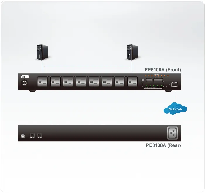 Aten 10A 8Outlet 1U Outlet-M.ed&Sw.ed eco PDU.