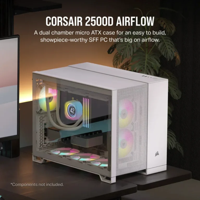 2500D Airflow White Mid-Tower Dual Chamber PC Case