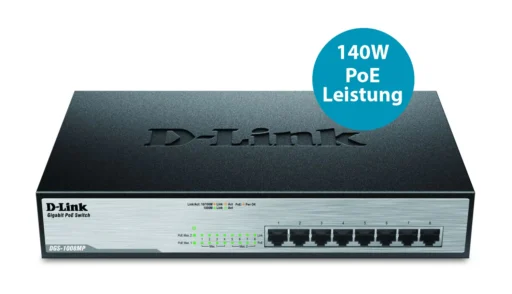 D-Link 8-Ports 10/100/1000Mbps Unmanaged Gigabit Switch (Metal Case; 8 x POE ports)