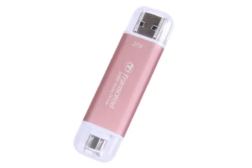 TRANSCEND 2 TB ESD310P USB3.2 TYPE A & C (USB 10Gbps) OTG COMPACT PORTABLE SSD - Read 1050MB/s Write 950 MB/s - Pink