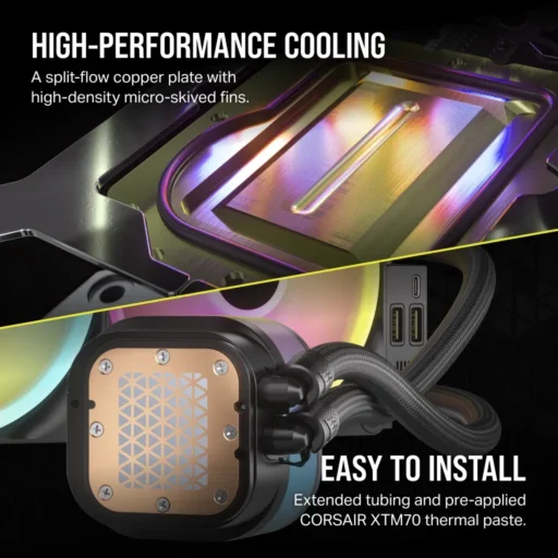Corsair iCUE LINK H170i RGB Liquid CPU Cooler - QX140 RGB Fans - 420mm Radiator - Fits Intel? LGA 1700; AMD? AM5 - Hub Included