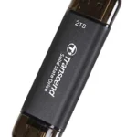 TRANSCEND 2 TB ESD310C USB3.2 TYPE A & C (USB 10Gbps) OTG COMPACT PORTABLE SSD - Read 1050MB/s Write 950 MB/s - Black