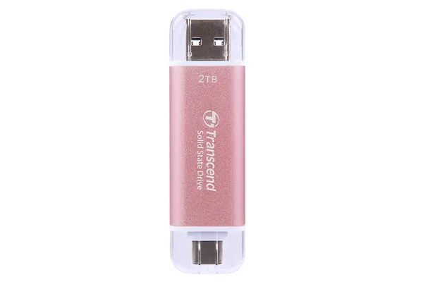 TRANSCEND 2 TB ESD310P USB3.2 TYPE A & C (USB 10Gbps) OTG COMPACT PORTABLE SSD - Read 1050MB/s Write 950 MB/s - Pink