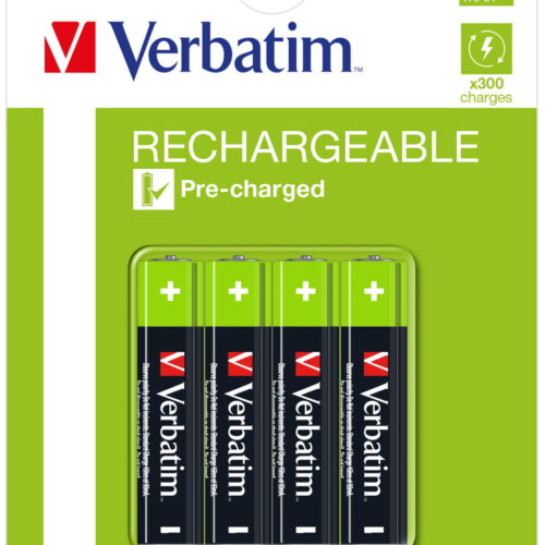 Verbatim AAA Premium Rechargeable Batteries 4 Pack