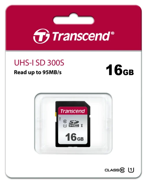 TRANSCEND 300S 16GB UHS-I CLASS 10 U1 SDHC CARD - 2D NAND