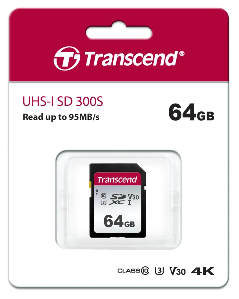 TRANSCEND 300S 64GB UHS-I CLASS 10 U1 V10 SDXC CARD -3D NAND