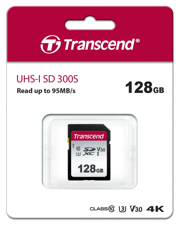 TRANSCEND 300S 128GB UHS-1 CLASS 10 U1 V10 SDXC CARD - 3D NAND