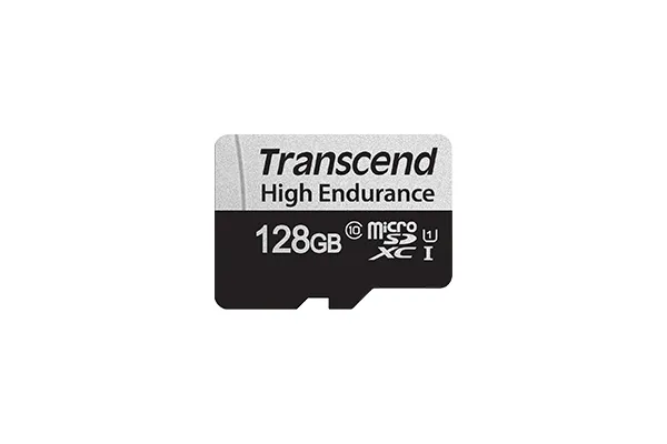 TRANSCEND 350V 128GB HIGH ENDURANCE MICRO SD UHS-I U1 CLASS10 - READ 100 MB/S - WRITE 45MB/S - WITH SD ADPTOR