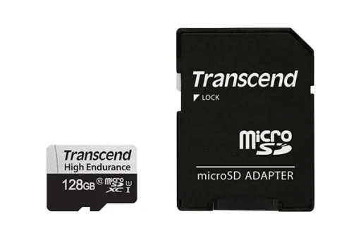 TRANSCEND 350V 128GB HIGH ENDURANCE MICRO SD UHS-I U1 CLASS10 - READ 100 MB/S - WRITE 45MB/S - WITH SD ADPTOR