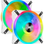 Corsair iCUE QL140 RGB 140mm PWM Dual Fan Kit with Lighting Node CORE - White