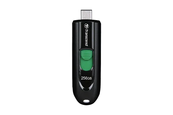 TRANSCEND 256GB JF790C USB C (5Gpbs) CAPLESS FLASH DRIVE - BLACK AND GREEN