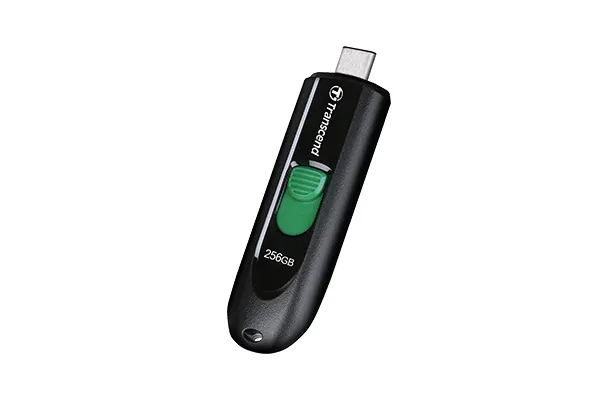 TRANSCEND 256GB JF790C USB C (5Gpbs) CAPLESS FLASH DRIVE - BLACK AND GREEN