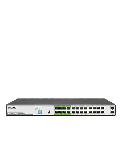D-Link 26-Port 10/100/1000Mbps Unmanaged Gigabit Long Range PoE Switch (24x PoE ports + 2x SFP uplink ports)