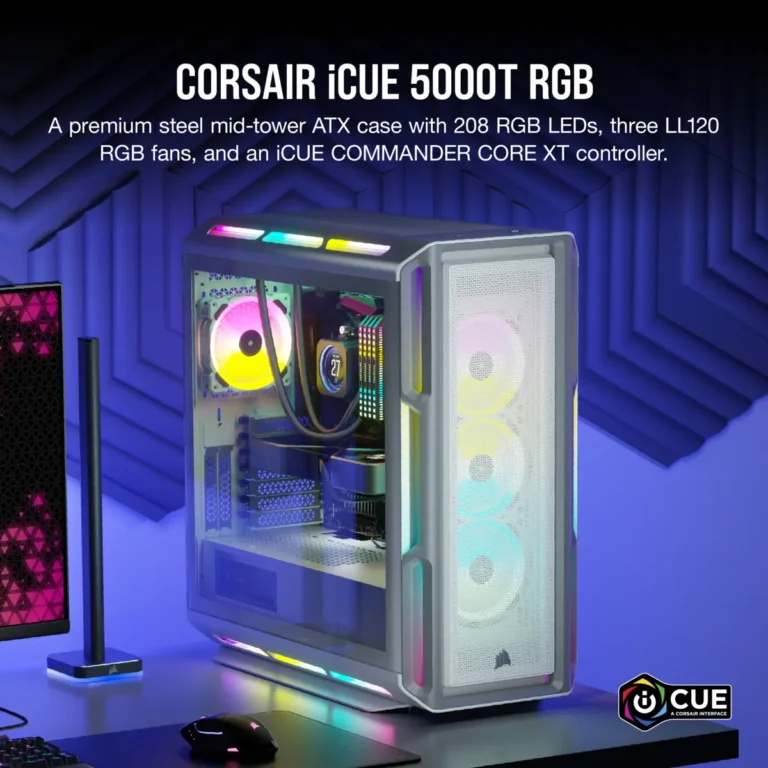 5000T RGB White Tempered Glass Mid-Tower