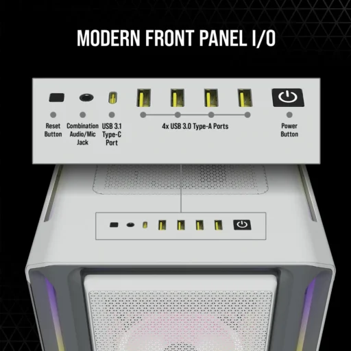7000X RGB White Tempered Glass Mid-Tower; 6x 3.5-inch