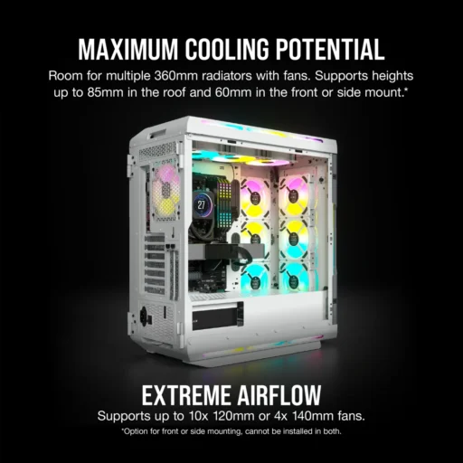 7000X RGB White Tempered Glass Mid-Tower; 6x 3.5-inch