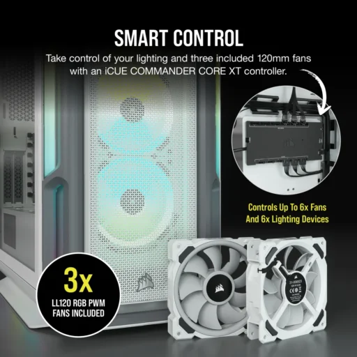7000X RGB White Tempered Glass Mid-Tower; 6x 3.5-inch