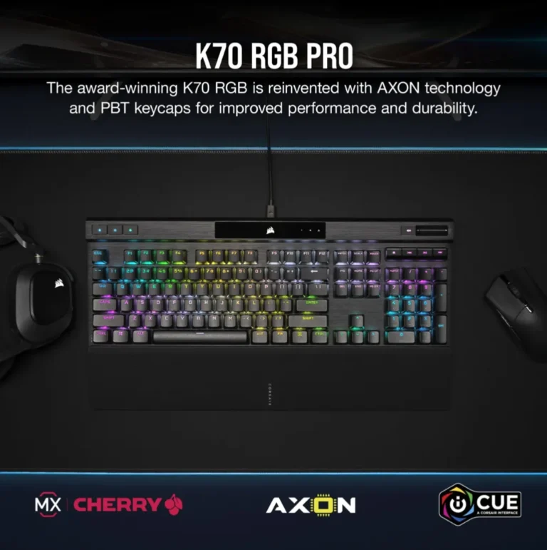 Corsair K70 RGB PRO Mechanical Gaming Keyboard - CHERRY MX SPEED Silver Keyswitches - Black