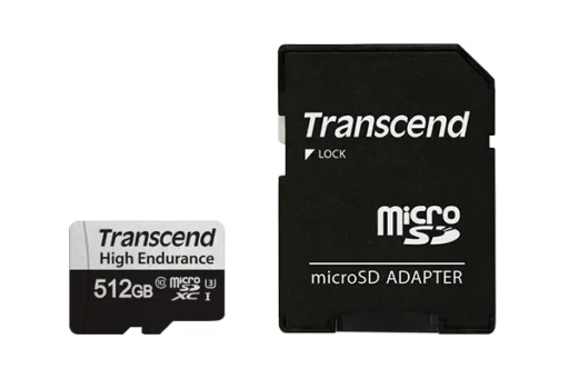 TRANSCEND 350V 512GB HIGH ENDURANCE MICRO SD UHS-I U3 CLASS10 - READ 100 MB/S - WRITE 60MB/S - WITH SD ADPTOR