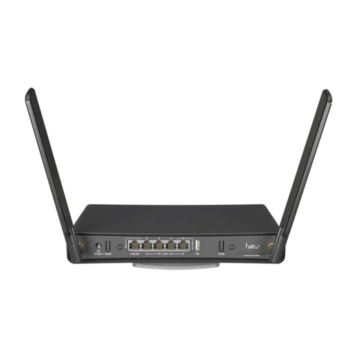 MikroTik hAP AC? Dual Band Wireless Router, 5x GB LAN (POE-out on port #5), two wireless interfACes (2.4GHz 802.11b/g/n two chain, 5GHz 802.11AC two chain), 3dBi 2.4GHz external antenna, 5.5dBi 5GHz external antenna, tower/desktop case