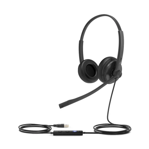 Yealink UH34 Dual Earpiece USB Headset With Leatherette Ear Cushions Teams edition