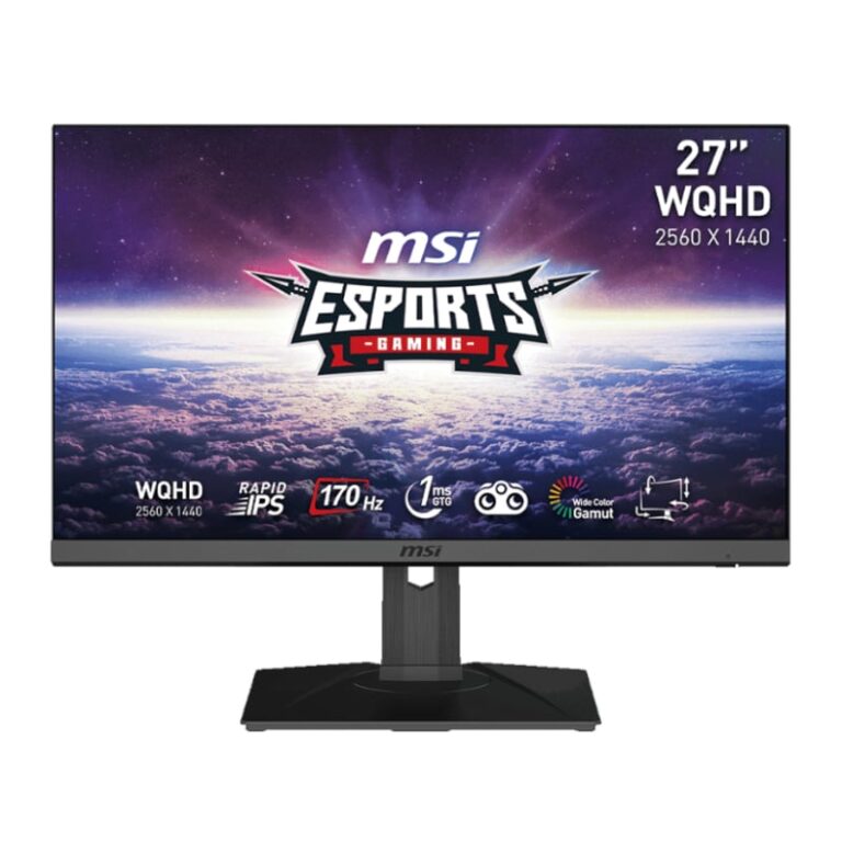 MSI G272QPF 27 Gaming Monitor 2560 x 1440 (QHD) Rapid IPS 1ms 170Hz G-Sync Compatible HDR Ready HDMI Displayport Tilt Swivel Height Adjustable Pivot