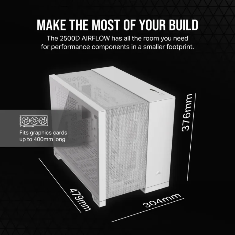 2500D Airflow White Mid-Tower Dual Chamber PC Case