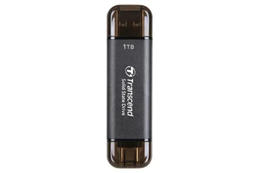 TRANSCEND 1 TB ESD310C USB3.2 TYPE A & C (USB 10Gbps) OTG COMPACT PORTABLE SSD - Read 1050MB/s Write 950 MB/s - Black