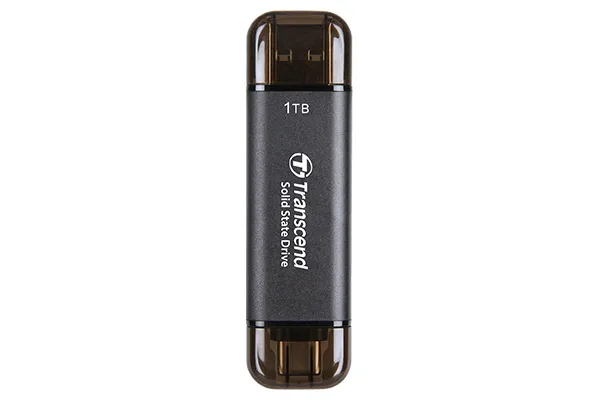 TRANSCEND 1 TB ESD310C USB3.2 TYPE A & C (USB 10Gbps) OTG COMPACT PORTABLE SSD - Read 1050MB/s Write 950 MB/s - Black