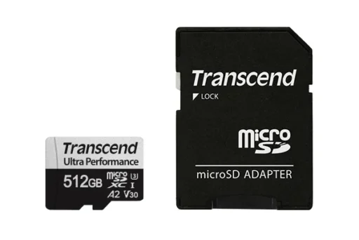TRANSCEND 340S 512GB ULTRA PERFROMANCE MICRO SD UHS-I U3 V30 A2 CLASS10 - READ 160 MB/S - WRITE 125MB/S - WITH SD ADPTOR