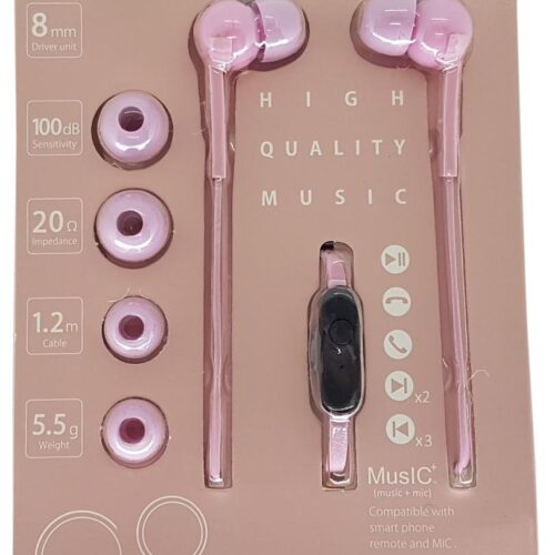 STEREO EARPHONE + MIC SAKURA 1.2M