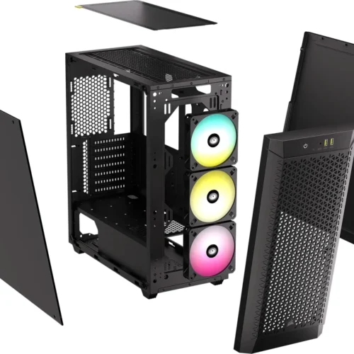480T RGB Airflow Black Tempered Glass Mid-Tower; 2x 2.5'' Drive Bays; Up to 360mm; 1x 120mm fan incl