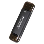 TRANSCEND 1 TB ESD310C USB3.2 TYPE A & C (USB 10Gbps) OTG COMPACT PORTABLE SSD - Read 1050MB/s Write 950 MB/s - Black