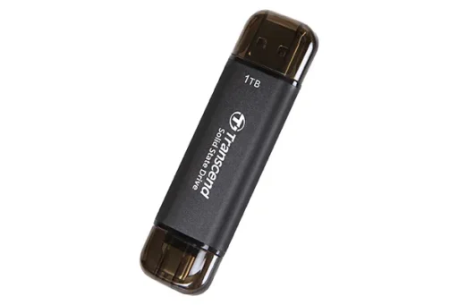 TRANSCEND 1 TB ESD310C USB3.2 TYPE A & C (USB 10Gbps) OTG COMPACT PORTABLE SSD - Read 1050MB/s Write 950 MB/s - Black
