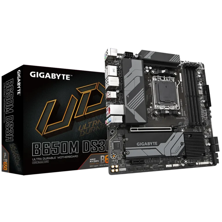 ga-b650m-ds3h_j0ai.webp GIGABYTE Motherboard AMD B650 Chipset for AMD AM5; 4x Dual DDR5; 2x M2; 1x HDMI 2x DP.