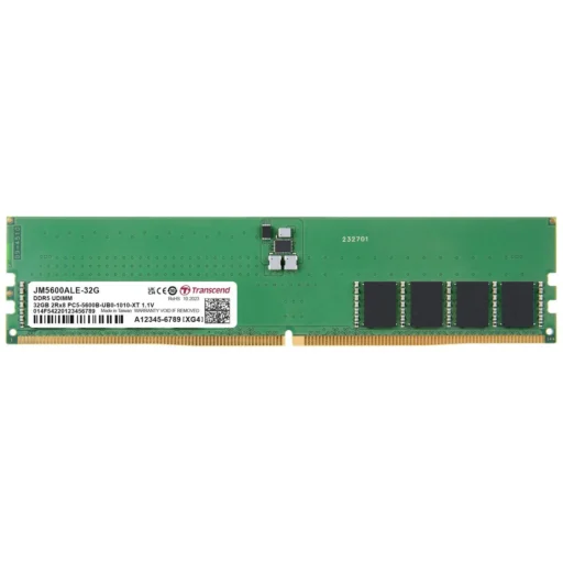 TRANSCEND JET MEMORY 32GB DDR5-5600 Unbuffered DESKTOP Long-DIMM 2RX8 CL46 (2Gx8)x16