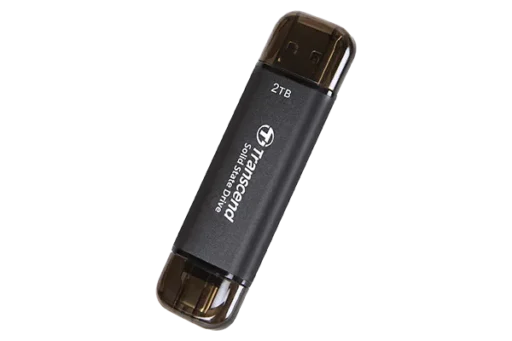 TRANSCEND 2 TB ESD310C USB3.2 TYPE A & C (USB 10Gbps) OTG COMPACT PORTABLE SSD - Read 1050MB/s Write 950 MB/s - Black