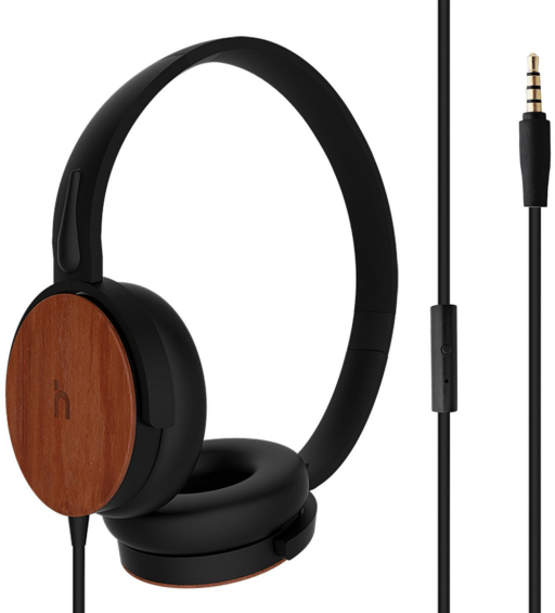 HEADPHONE WITH MIC BLACK + WOOD