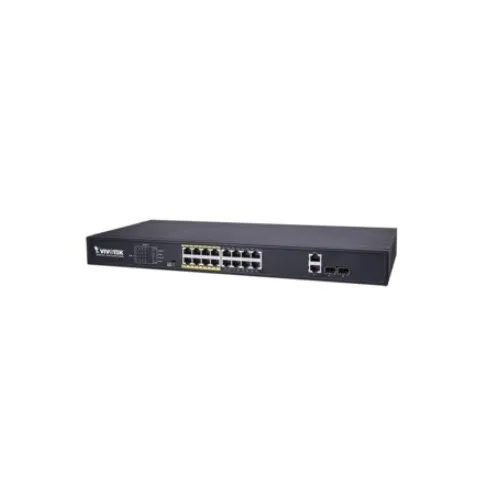 VIVOTEK Unmanaged 16x 10/100 PoE + 2x Gigabit/ SFP POE extender up to 200M; Rackmountable; 250W